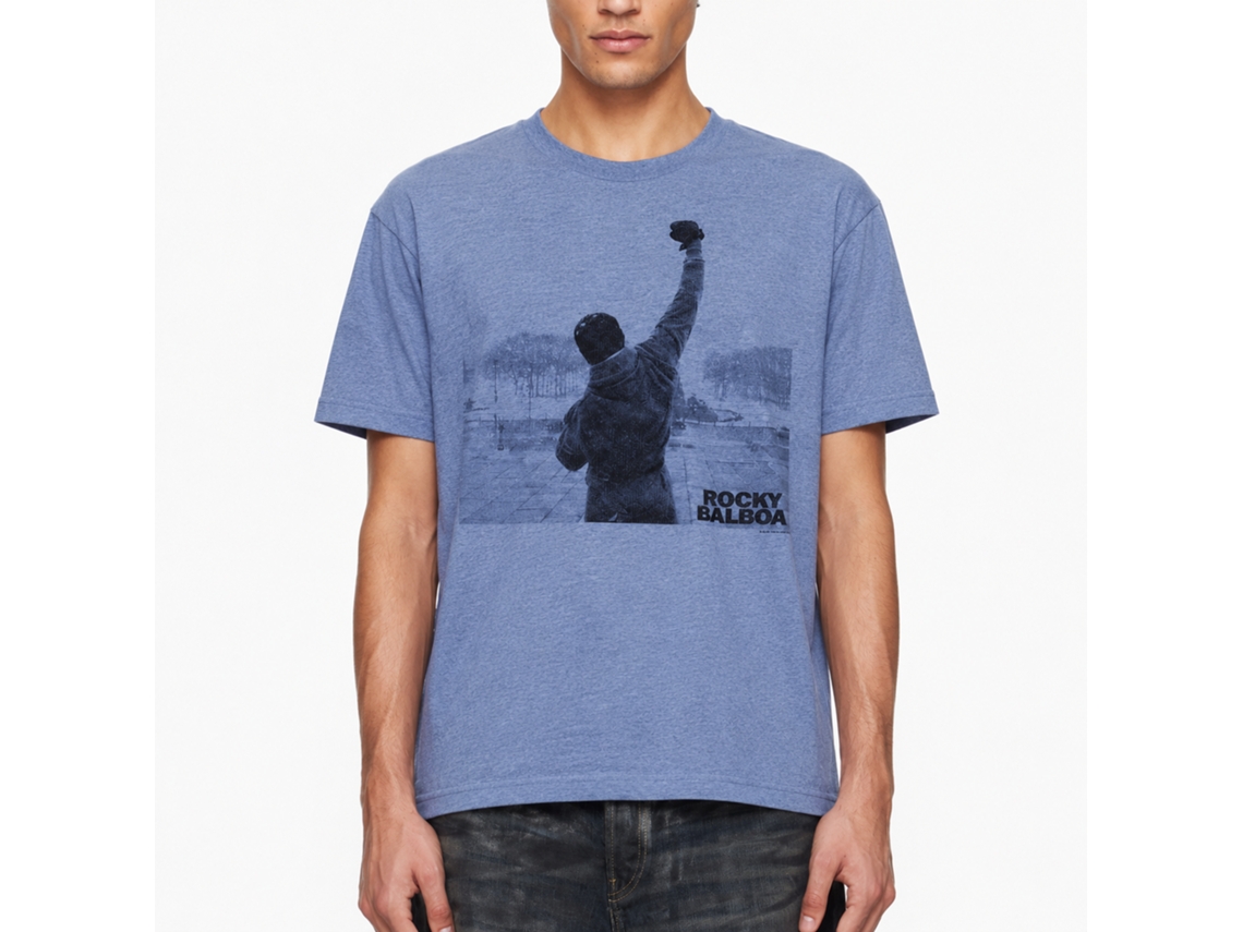 Rockinstone Rocky Movie Balboa Victory Heather Light Blue Adult T-shirt Size:xxxl