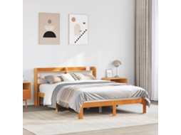 Cama Sem Colchão 120x190 Cm Madeira Pinho Maciça Castanho-mel