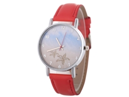 Relógio de quartzo unissex elegante e casual, ideal para presente de casais (vermelho vibrante)
