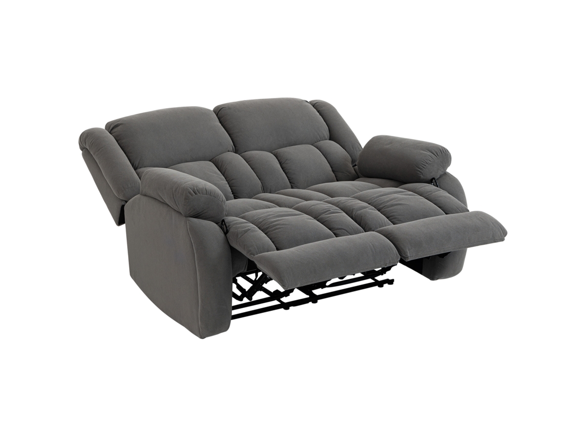 Sofá Reclinável 2 Lugares Veludo Cinzento 145x100x102cm com ajuste Separado, Apoio Pés Ajustável S/MARCA