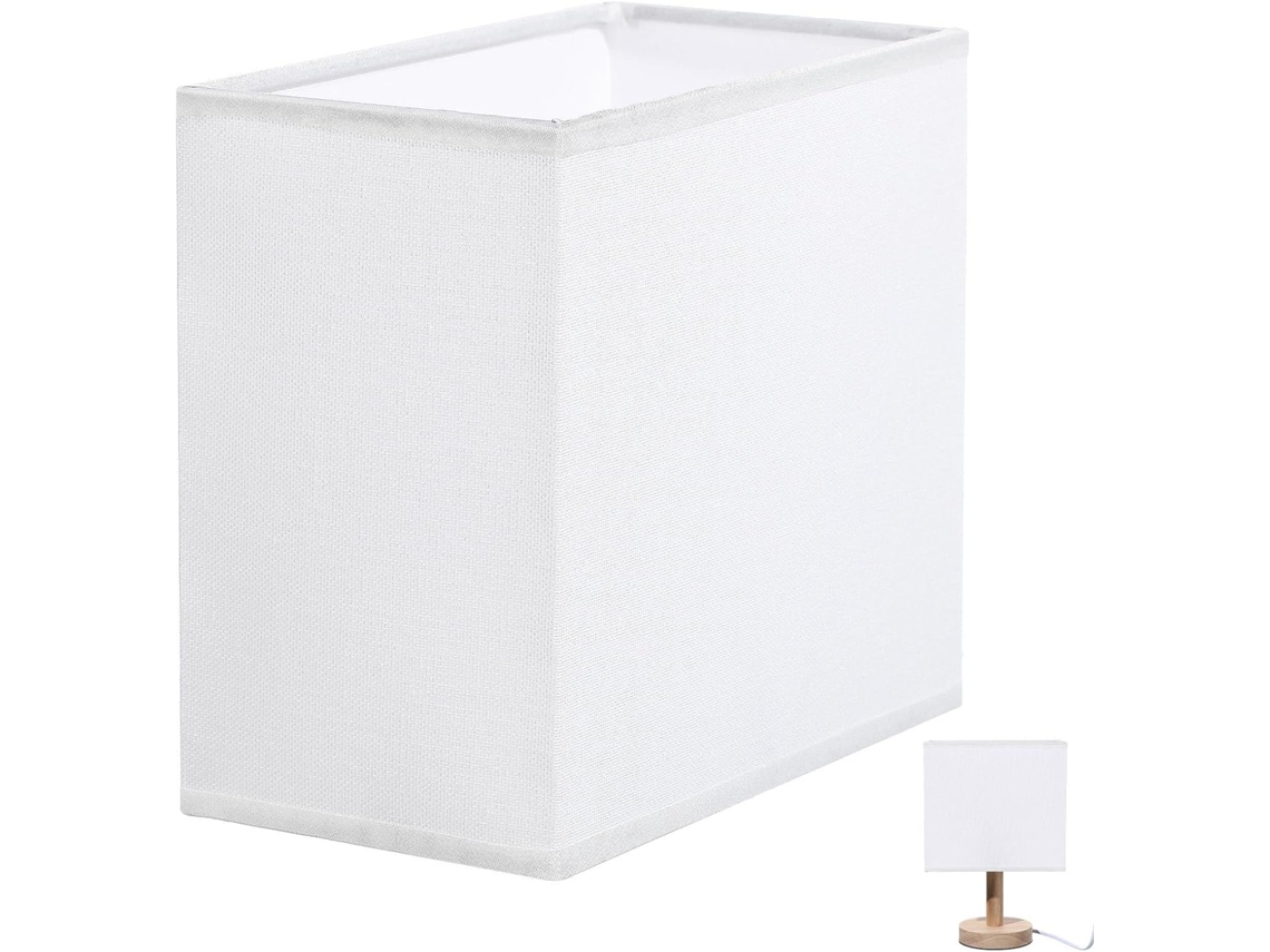Abajur Retangular De Tecido Branco, Fácil De Instalar, Para Uso Diurno.