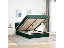 Vidaxl Estrutura De Cama Otomana Com Colchão 140x190cm Verde Escuro