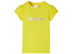T-shirt De Manga Curta Para Criança Amarelo-brilhante 140