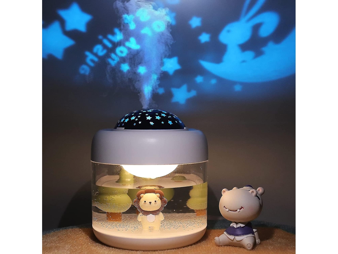 Umidificador Silencioso para Quarto, Umidificador Doméstico Pequeno de 500ml com Luz Noturna e Projetor de Estrelas BRILVIBERA