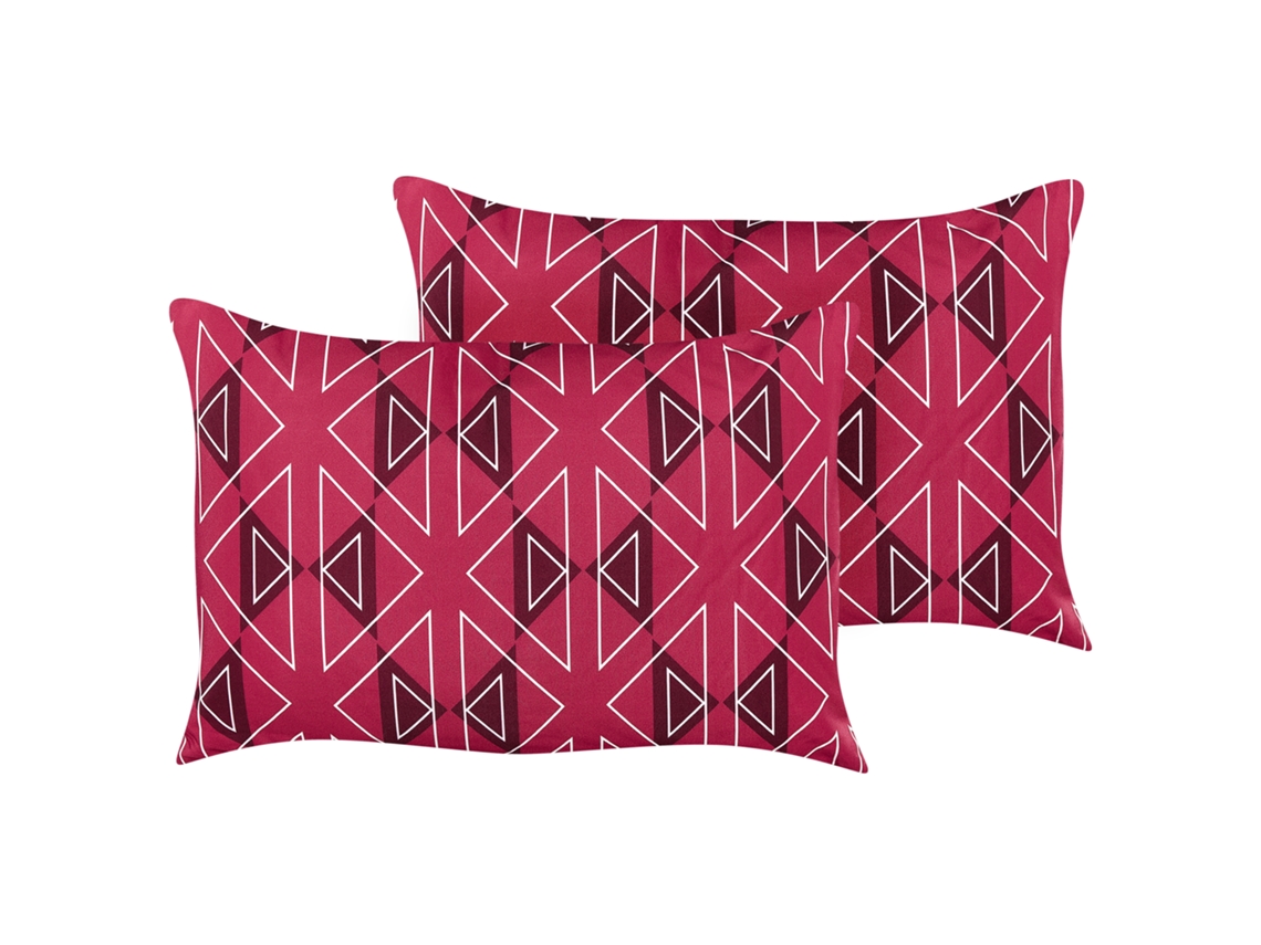 Conjunto De 2 Almofadas De Exterior Beliani Mezzano De Poliéster Fucsia 40x60x10