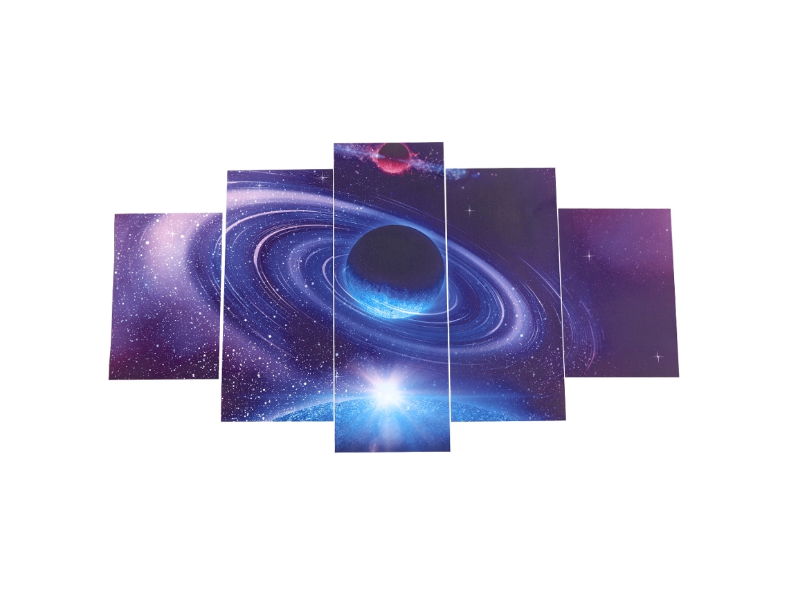 5 peças de pinturas murais decorativas com figuras artísticas de costura do espaço e do universo