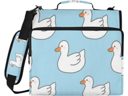 Pasta De 3 Argolas 1, 5 Polegadas Com Estampa De Pato Azul, Bolsos Extras, Alça De Ombro E Mão, Carteira Com Zíper Fácil