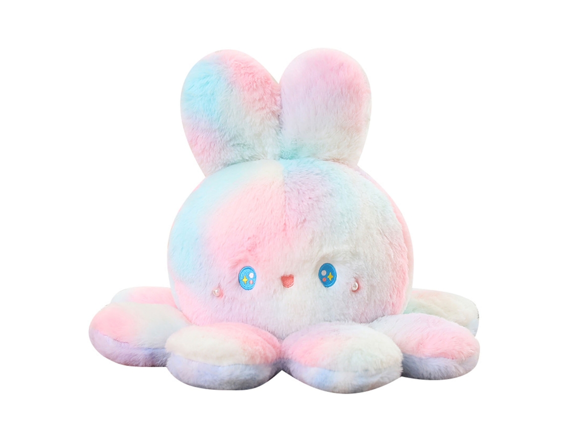 Boneca de Polvo Reversível Cor Degrade com Orelha de Coelho Pelúcia Macia 20cm/7.9in | S/MARCA
