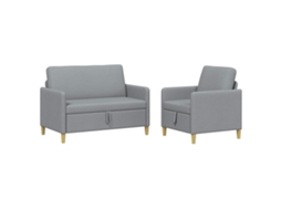Conjunto de Sofá com Armazenamento 2 Pcs Cinzento claro SYFAX