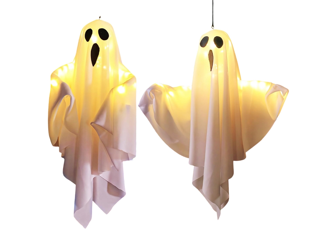Conjunto de 2 Fantasmas Iluminados Pendurados para Decoração Exterior e Interior NEVEANCE