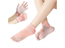 Conjunto de Meias e Luvas Esportivas para Fitness Yoga, Com Cinco Dedos, Antiderrapantes Respiráveis. Inteiro Finger.-aquaforge
