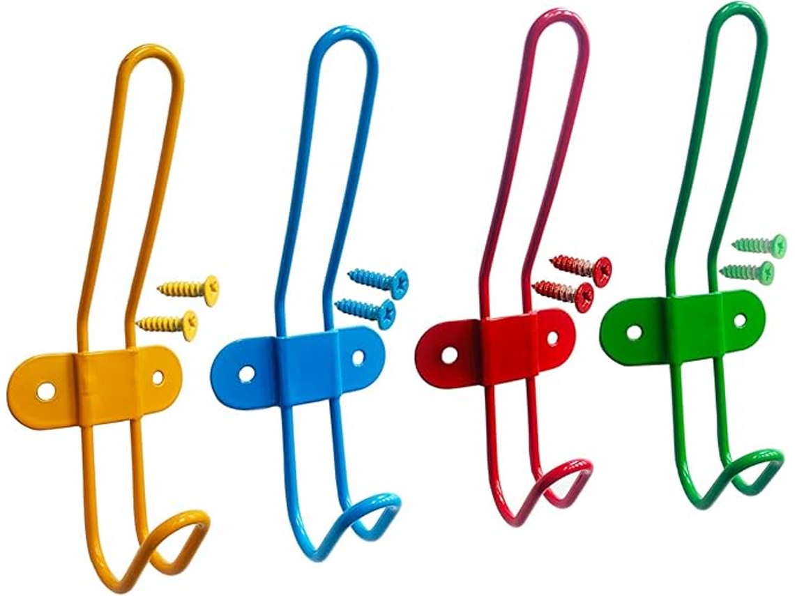 Cabide Infantil Para Casacos, Sacos, Casacos - Conjunto Com 4 Ganchos Coloridos De Parede Para Roupas Infantis, Meninos E Meninas