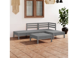 Vidaxl 5 Pcs Conjunto Lounge De Jardim Pinho Maciço Cinzento