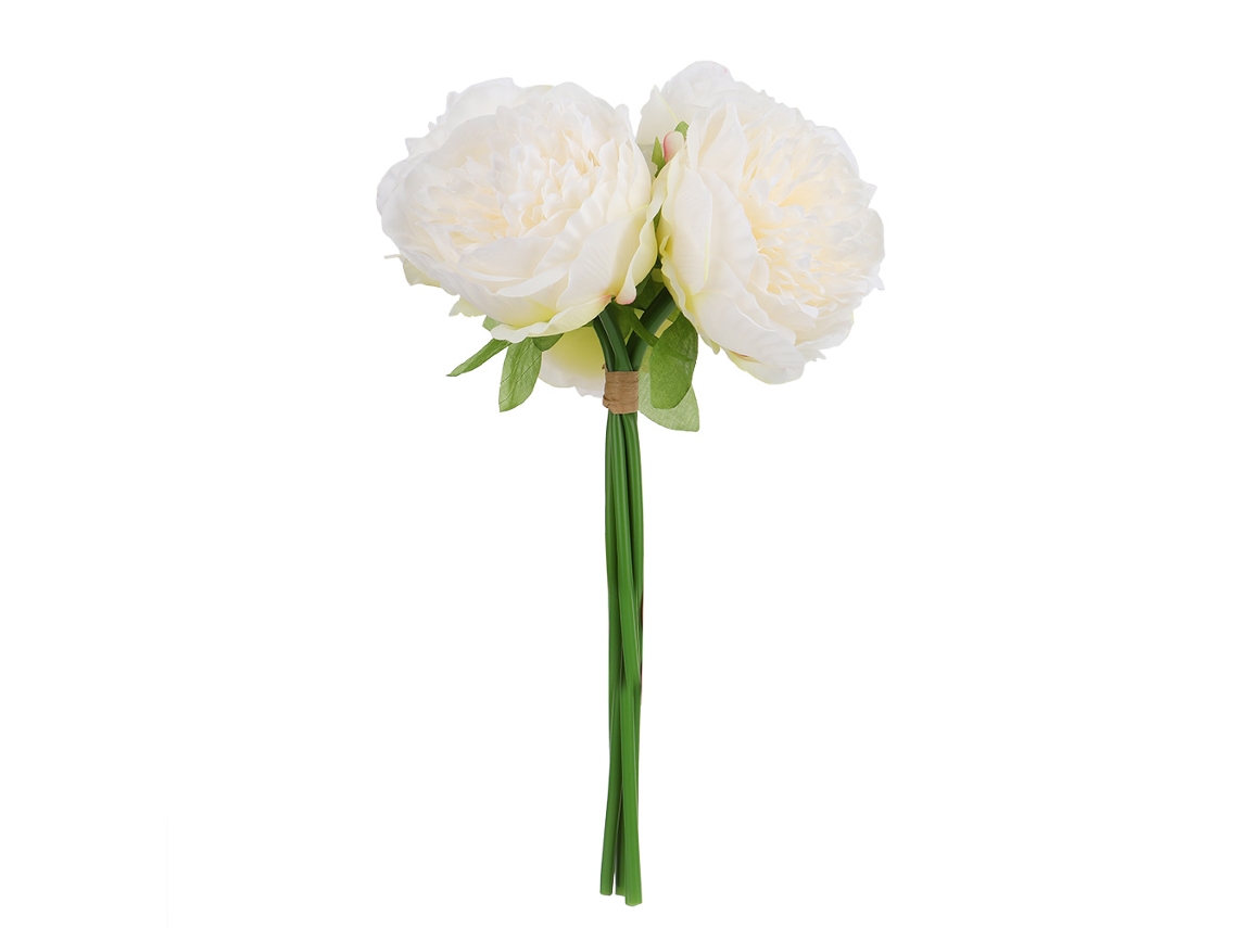 Buquê de Peônia Artificial de Seda Branco para Decoração de Casamento e Lar