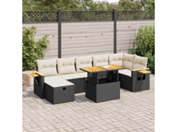 Vidaxl 5 Pcs Conjunto Sofás De Jardim Com Almofadões Vime Pe Preto