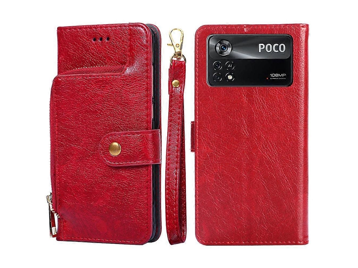 Capa De Couro Com Zíper Para Xiaomi Poco X4 Pro 5g