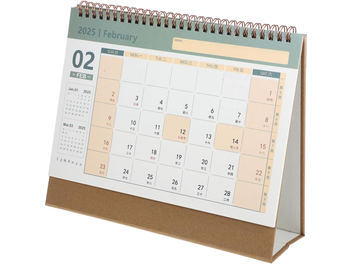 Calendário De Mesa Dobrável, Espiral Grande Com Design Simples Para