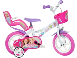 Bicicleta de Criança Barbie Roda 12" Rosa e Branco