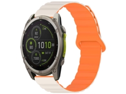 Bracelete Para Garmin Fenix 8 / 7x / 6x / 5x (22mm) - Silicone Magnético Brilhante Laranja Starlight