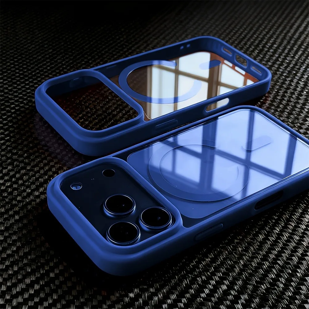 Capa Magnética Transparente Para Iphone (azuis, Iphone 13 Pro Max), Capa Elegante Para Celular.