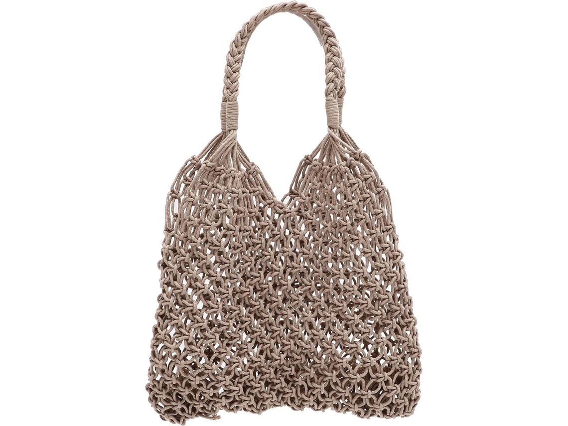 Bolsa De Ombro Feminina De Tecido Trançado Para Praia, Bolsa Portátil Para Uso Diário.