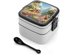 Lancheira Bento Candy Train Valley De Camada Dupla Para Adultos Com Colher E Alça, À Prova De Vazamentos, Lancheira
