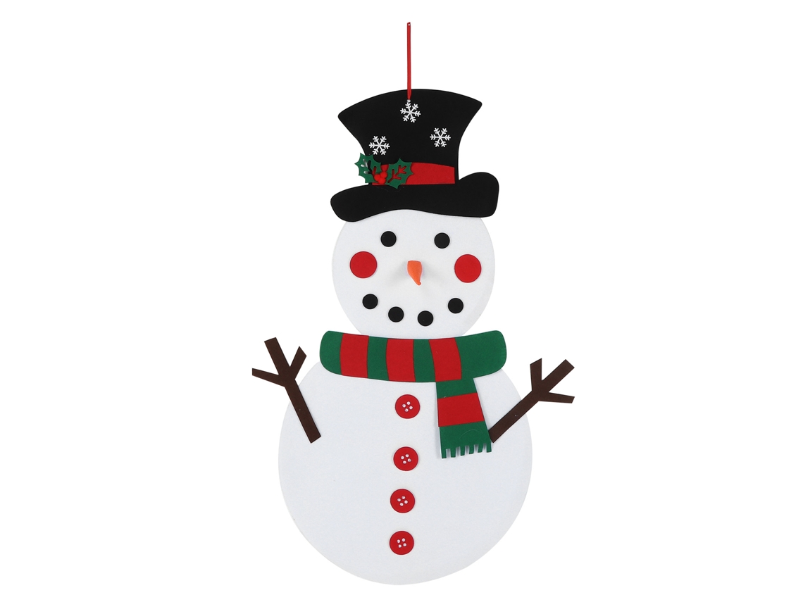 Boneco De Neve De Feltro Cachecol Vermelho Verde Natal Ornamento