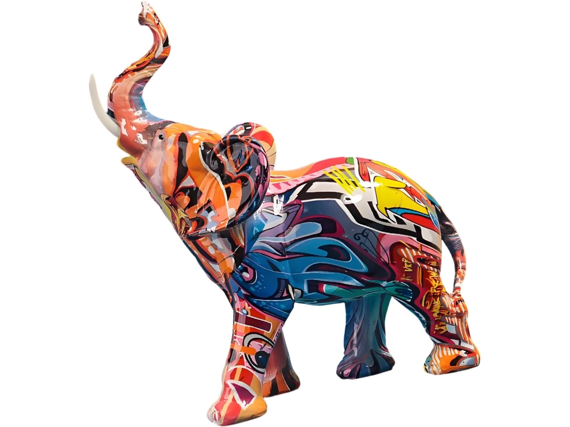 Estatuetas De Elefantes Com Grafite, Estátuas De Elefantes Em Resina, Esculturas Coloridas De Arte Animal