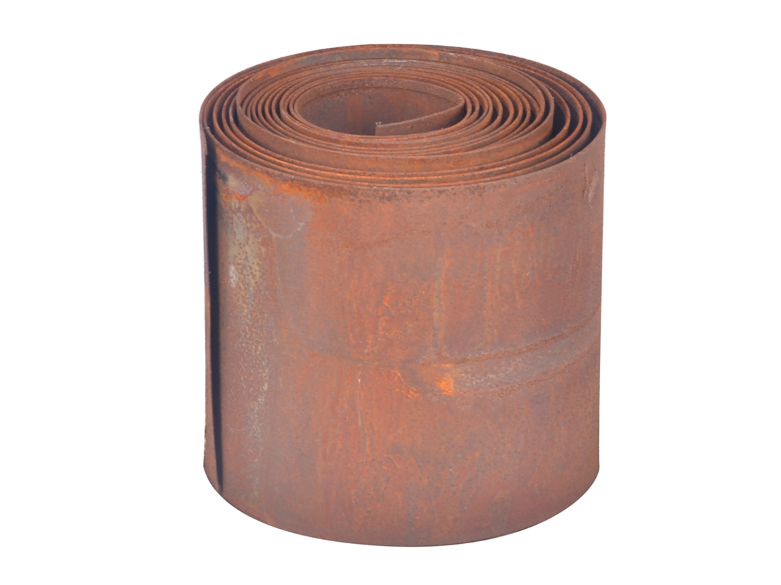 Relaxdays Borda Para Relva, 5 M X 14 Cm, Aço Corten, Efeito Ferrugem, Rolo, Borda Flexível Para Canteiros, Castanho