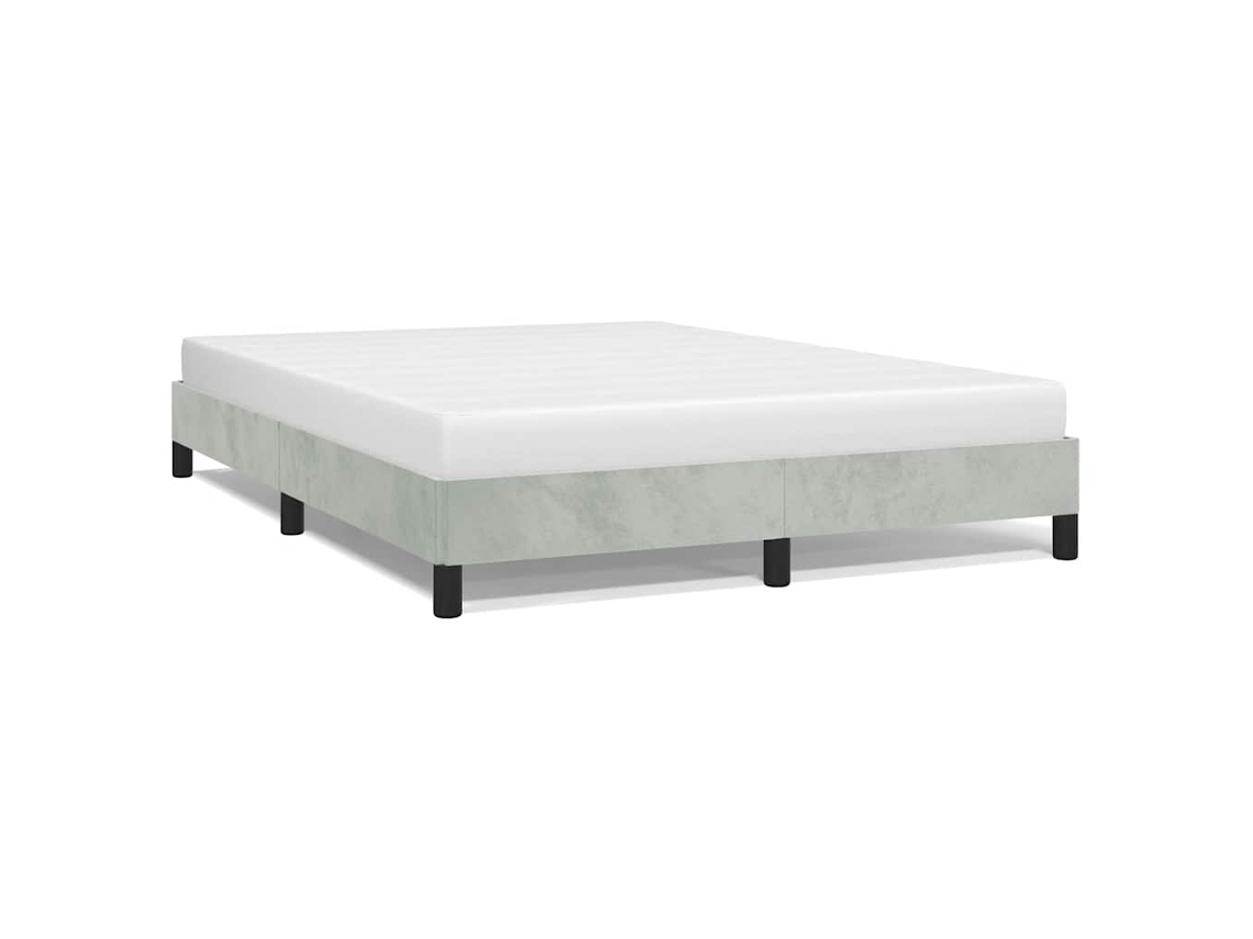 Estrutura de Cama sem Colchão em Cinza Claro 152x203 cm Tamanho Queen Veludo MAISON EXCLUSIVE