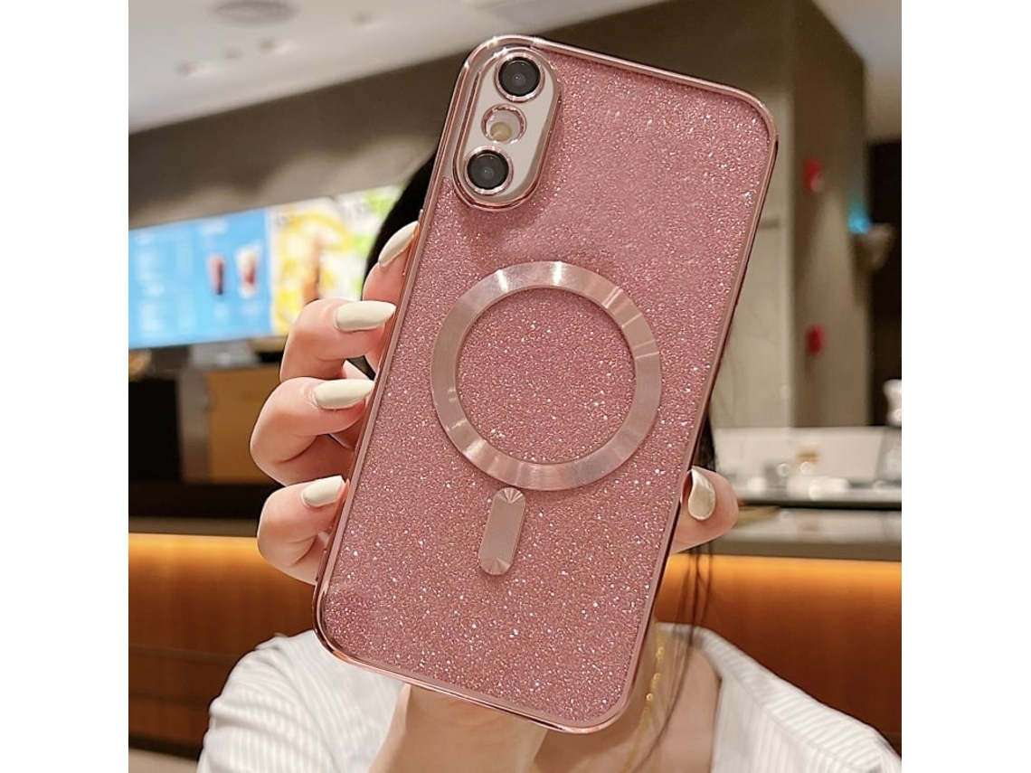 Capa De Tpu Para Iphone X - Glitter - Acabamento Eletroplástico - Magsafe