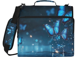 Pasta Organizadora Borboleta Azul, 3-argolas, Estojo Impermeável Arquivos Escolares E De Escritório