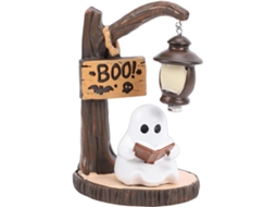 Luminária Em Resina Com Fantasma Lendo Livro, Modelo Artístico Para