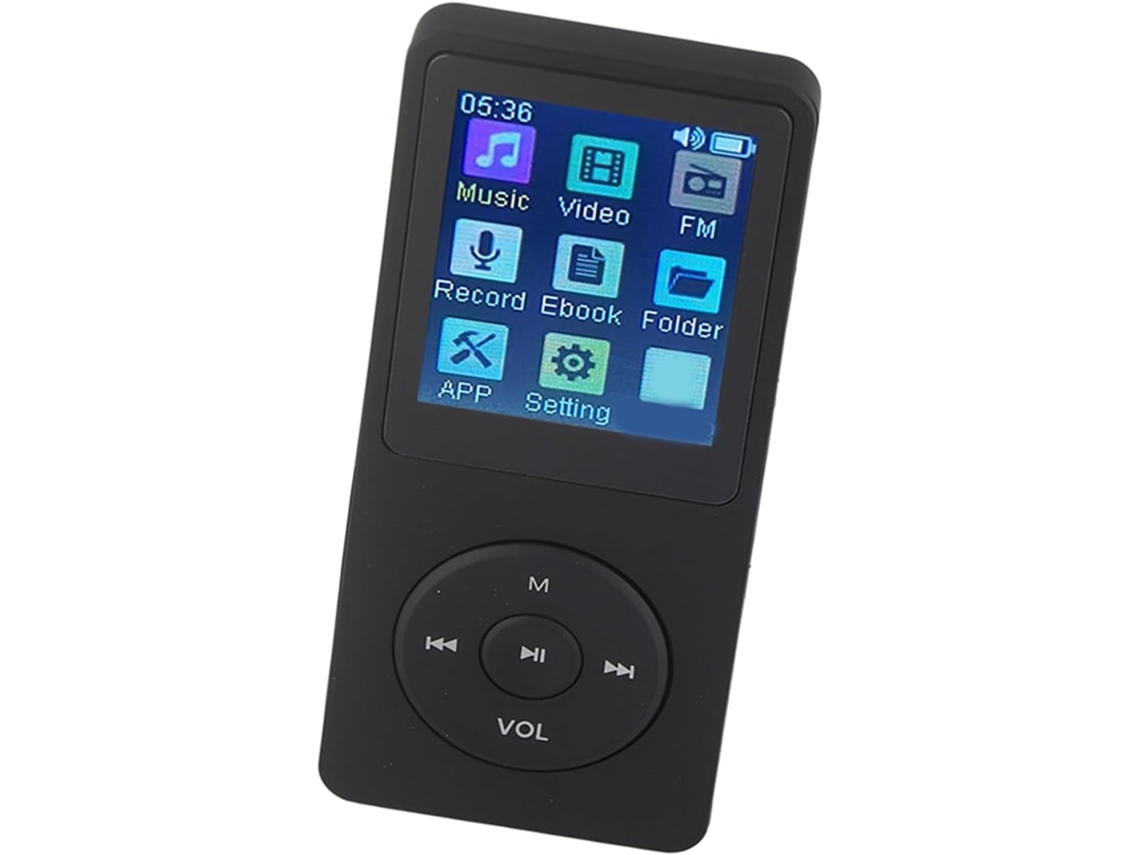 Reprodutor de MP3 e MP4, alto-falante portátil com tela sensível ao toque de 1,8 polegadas (branco) (preto) para ouvir música enquanto corre.