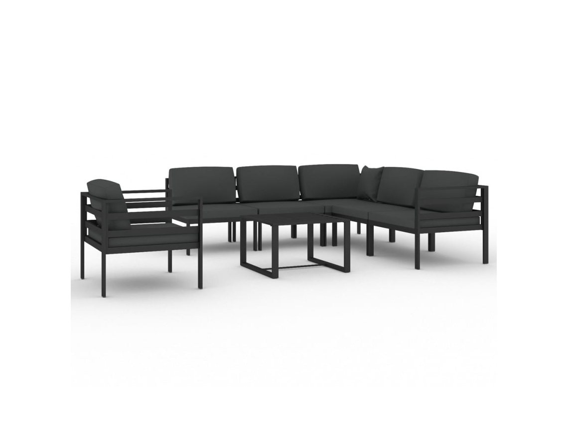 Conjunto de 7 Lounge Jardim com Almofadões em Alumínio Antracite MAISON EXCLUSIVE