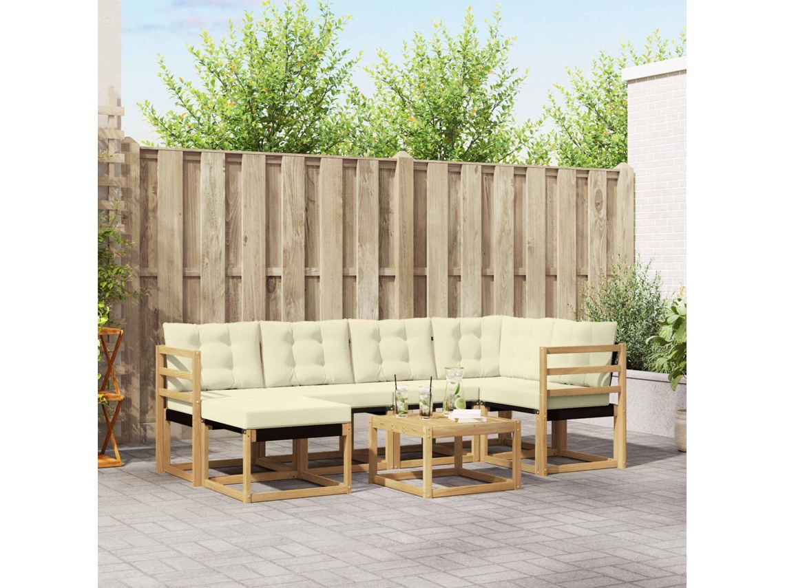Vidaxl Conjunto De Sofás Para Exterior 7 Unid. Branco E Creme