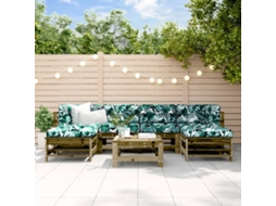 7 Pcs Conjunto Lounge De Jardim C/ Almofadões Pinho Impregnado Dkd Home Decor