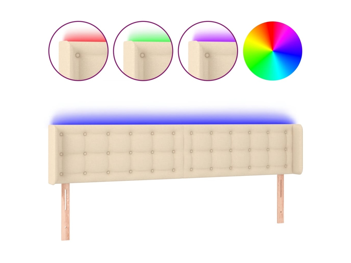 Led Headboard, Led Headboards Vidaxl Creme Tecido (163 X 16 X 78/88 Cm)