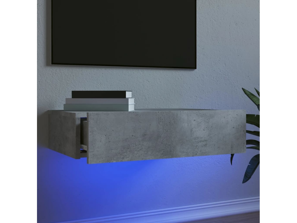 Vidaxl Móvel De Tv Com Luzes Led 60x35x15,5 Cm Cinzento Cimento