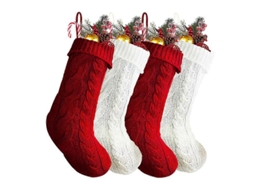 Meias De Natal Grandes Personalizadas Para Decoração De Natal Olysi Shop (45 Cm, Vermelha E Branca)
