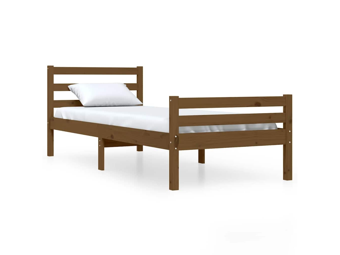 Estrutura Cama Pequena Solteiro MAISON EXCLUSIVE em Madeira Castanho Mel (75x190 cm)