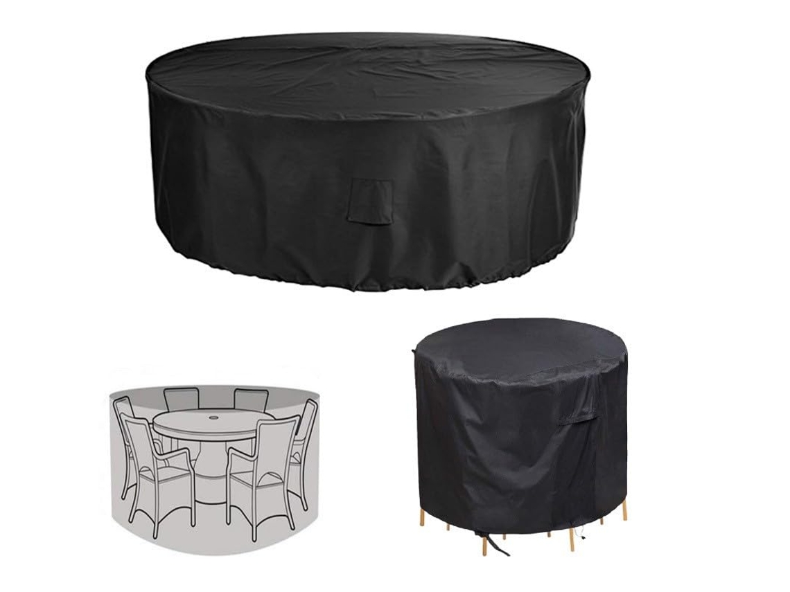 Capa Para Móveis De Jardim Impermeável, Proteção Para Mesa Redonda De Jardim E Cadeiras, Tamanho 128x71 Cm, Cor Preta Btforus