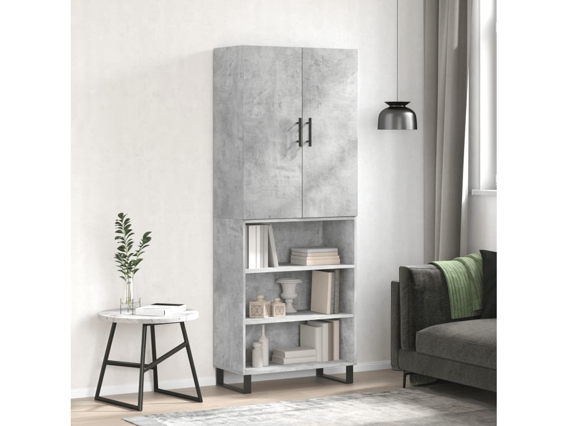 Vidaxl Armário Alto 69,5x34x180 Cm Derivados De Madeira Cinza Cimento