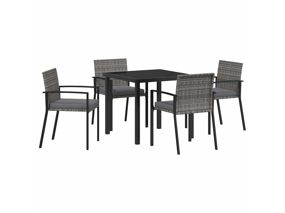Conjunto de Jantar para Jardim 5 Pcs - Móveis de Jardim para Refeição Cinzeto Aço Revestido a Pó HARLANV1