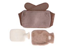 Bolsa De Água Quente Multifuncional De 1000ml Com Cinto Suave De Pelúcia Marrom Escuro Para Casa E Escritório
