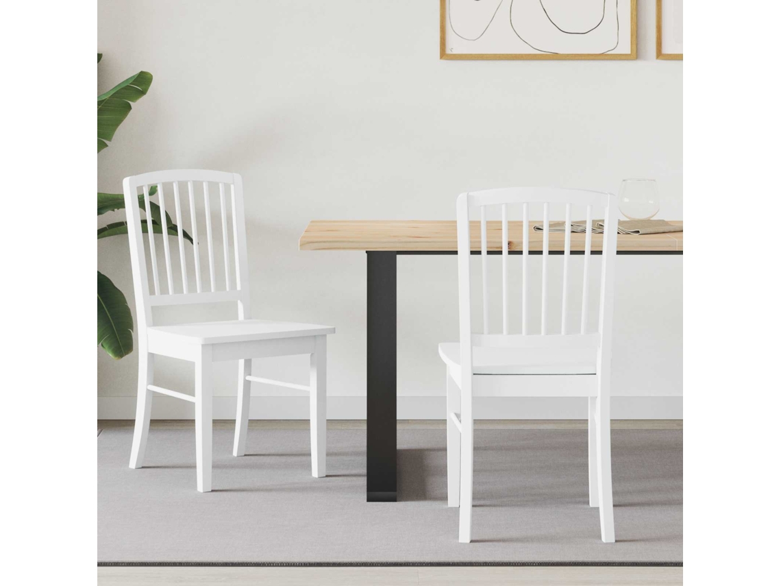 Vidaxl Cadeiras De Jantar 2 Unid. Madeira De Borracha Sólida Branco