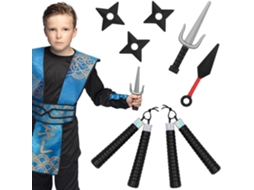 Disfraz Set de Armas Ninja, 7 Piezas, Armas de Juguete En Un Set, Accesorios, Complementos para Disfraces,nuevo