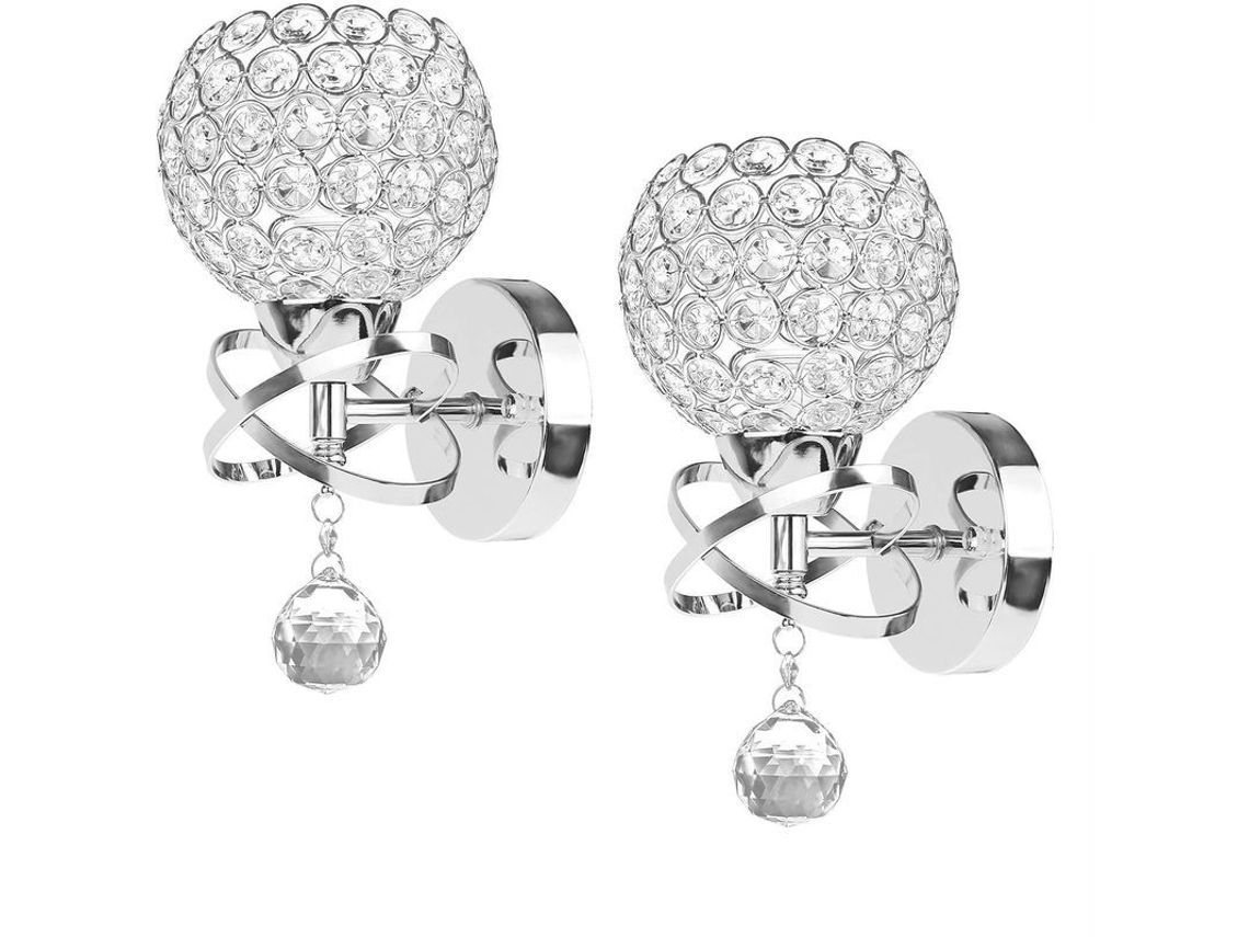 2 Pack Lámpara De Pared Moderna Cristal Para Dormitorio Pasillo Sala De Estar