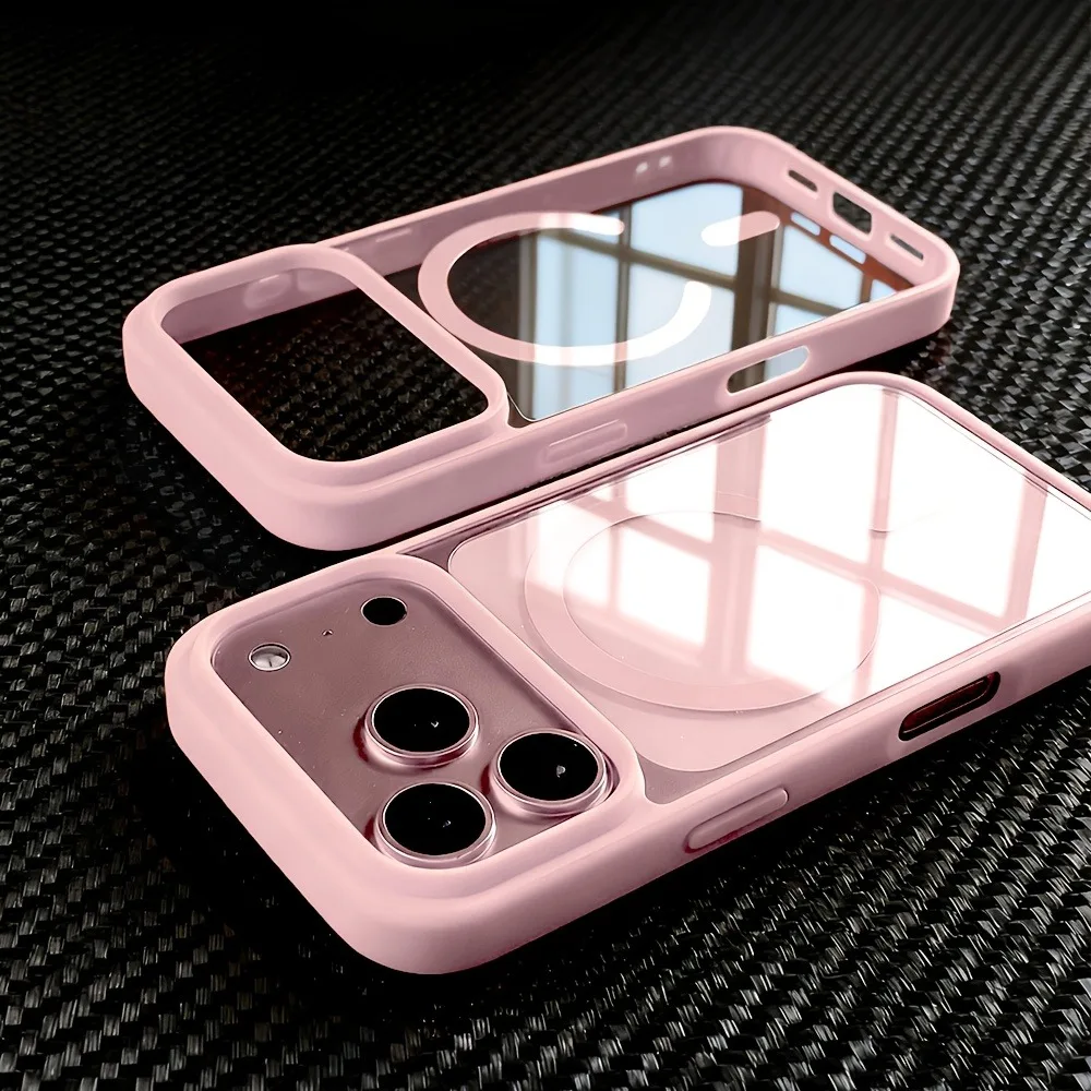 (iphone 14 Rosa) Capa Magnética Transparente Para Iphone, Capa De Celular Elegante