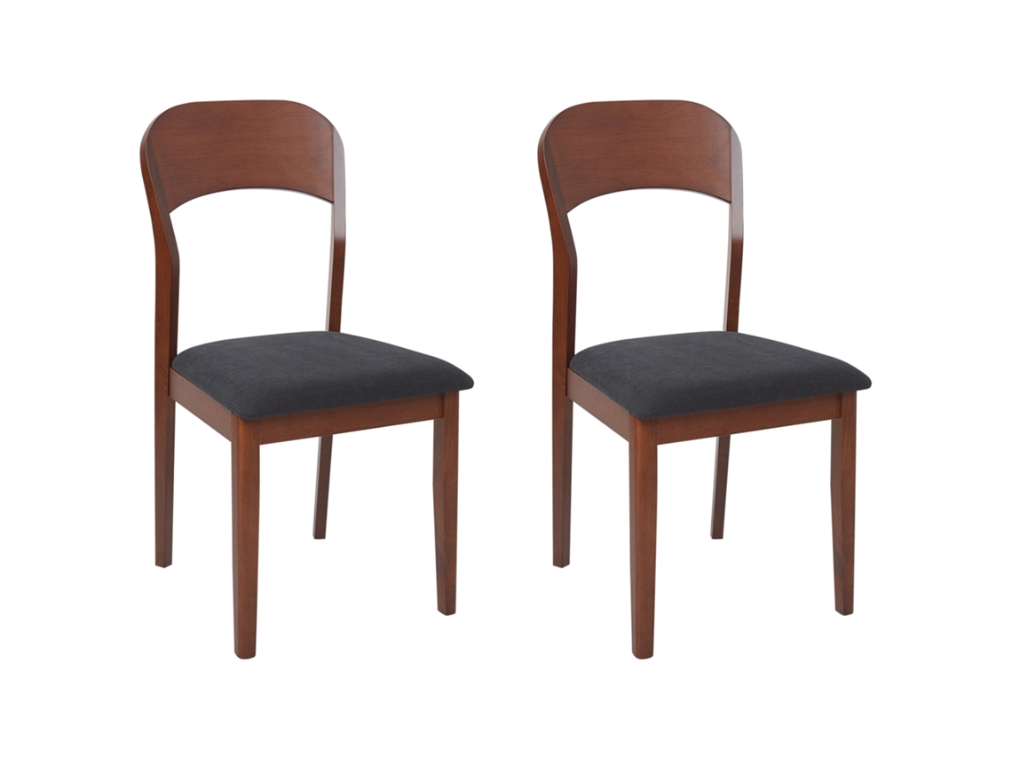 Conjunto de 2 cadeiras de refeição de estilo tradicional BELIANI Alvin de Madeira de seringueira Castanho escuro 44x53x90